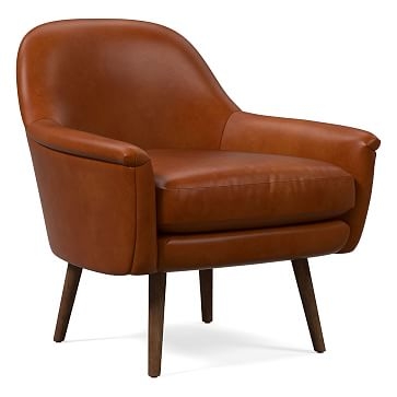 Phoebe Midcentury Chair, Poly, Vegan Leather, Cinder, Pecan - Image 1