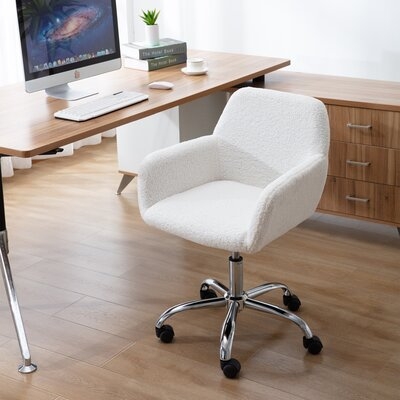 Rustic Mylaya Office Chair, Ivory, Rotatable, With Wheels - Image 0