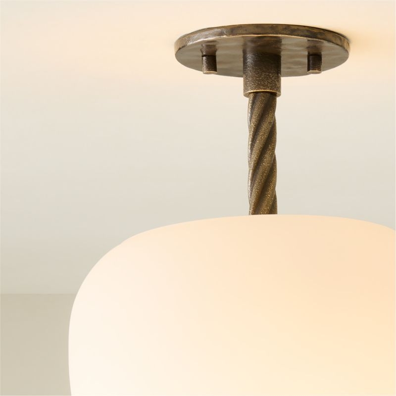 Thorne Dark Bronze Small Flush Mount Light with Opaline Glass Shade - Image 2