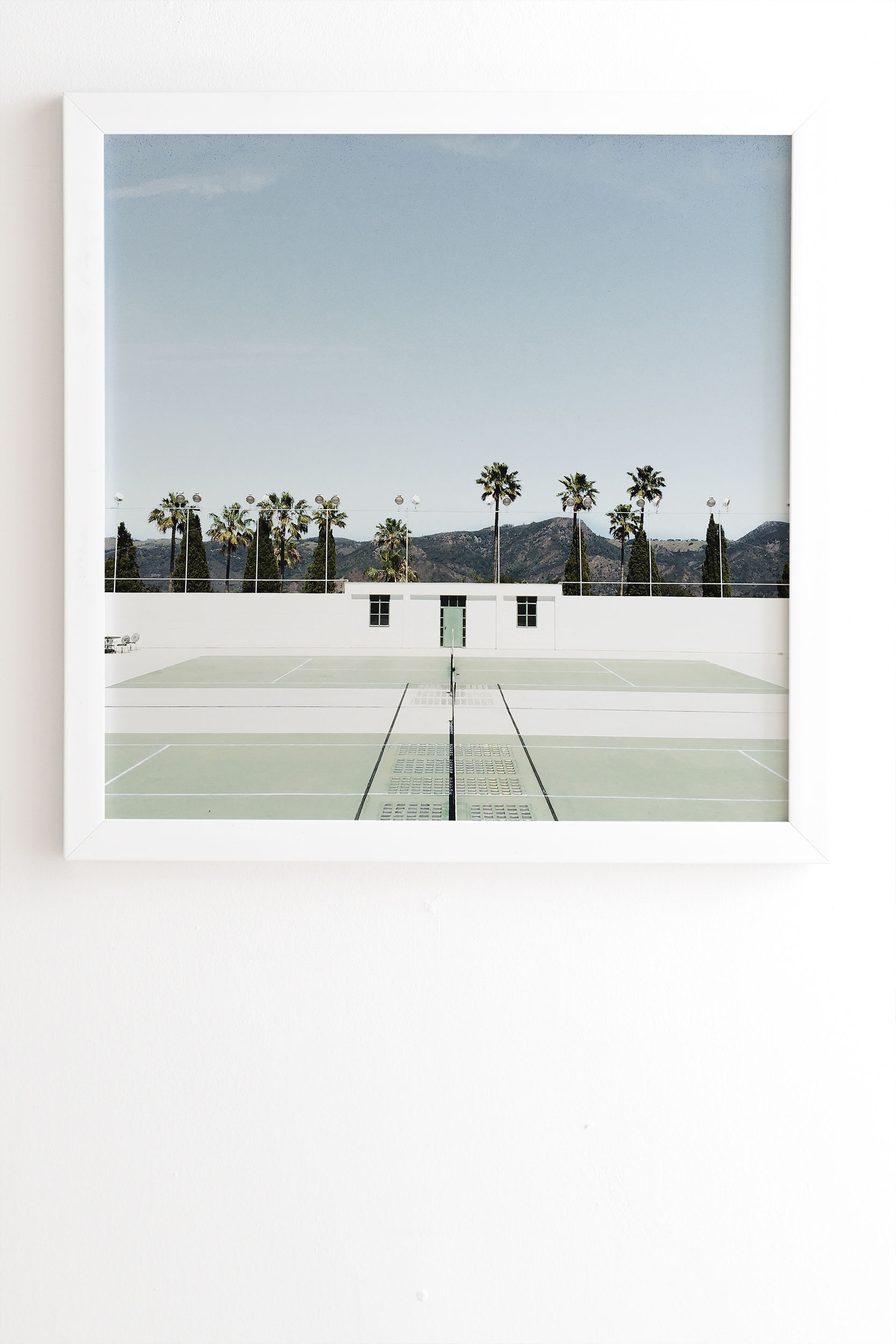 Tennis At Hearst by almostmakesperfect - Framed Wall Art Basic White 30" x 30" - Image 1