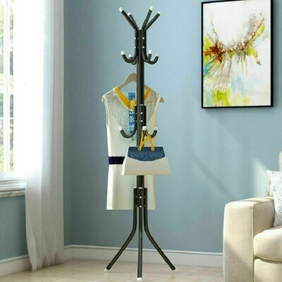 Free-Standing Indoor Metal Coat Rack With Hooks For Hanging Jacket Hat Umbrella - Image 0