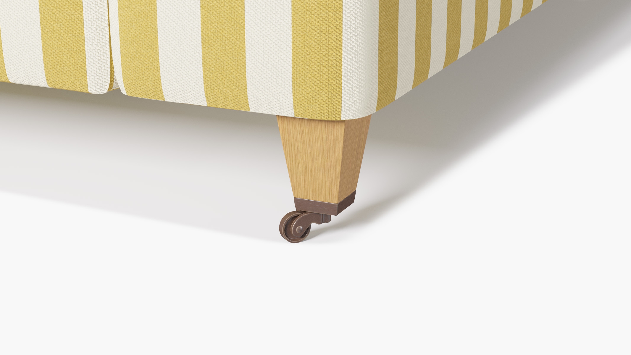 Classic Sofa, Citrine Cabana Stripe, Natural with Antique Brass Caster - Image 1