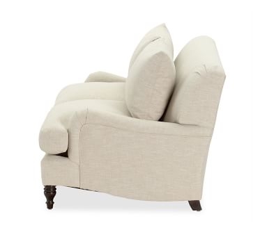 Carlisle English Arm Upholstered Grand Sofa 90", Down Blend Wrapped Cushions, Performance Brushed Basketweave Chambray - Image 4