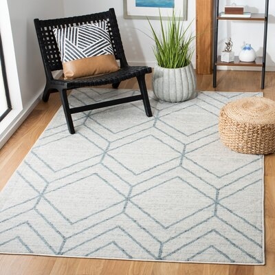 Lilith Geometric Gray/Blue Area Rug - Image 0