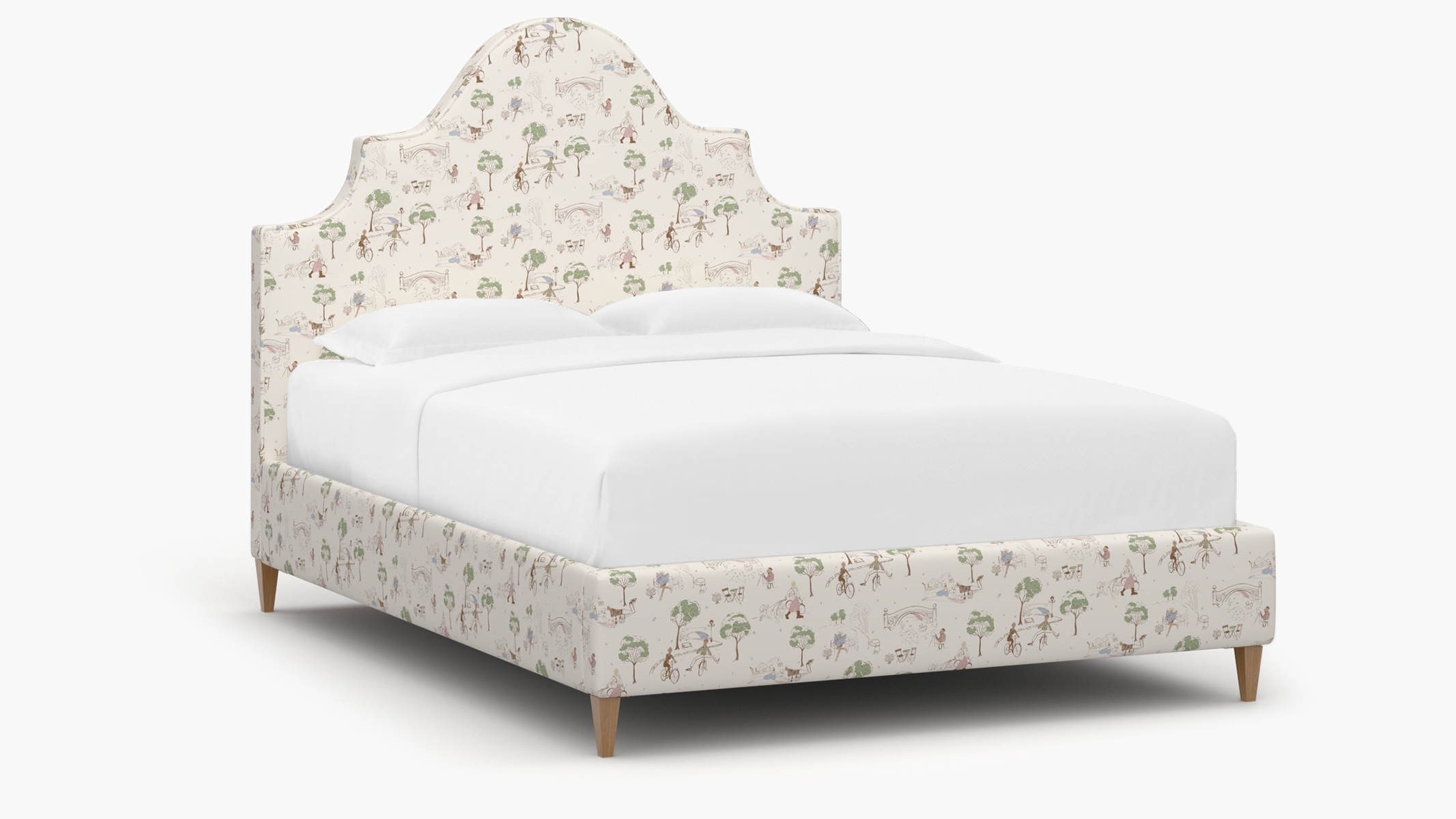 Statement Bed, Multi Central Park Toile, Natural Square Tapered Leg, Twin - Image 1