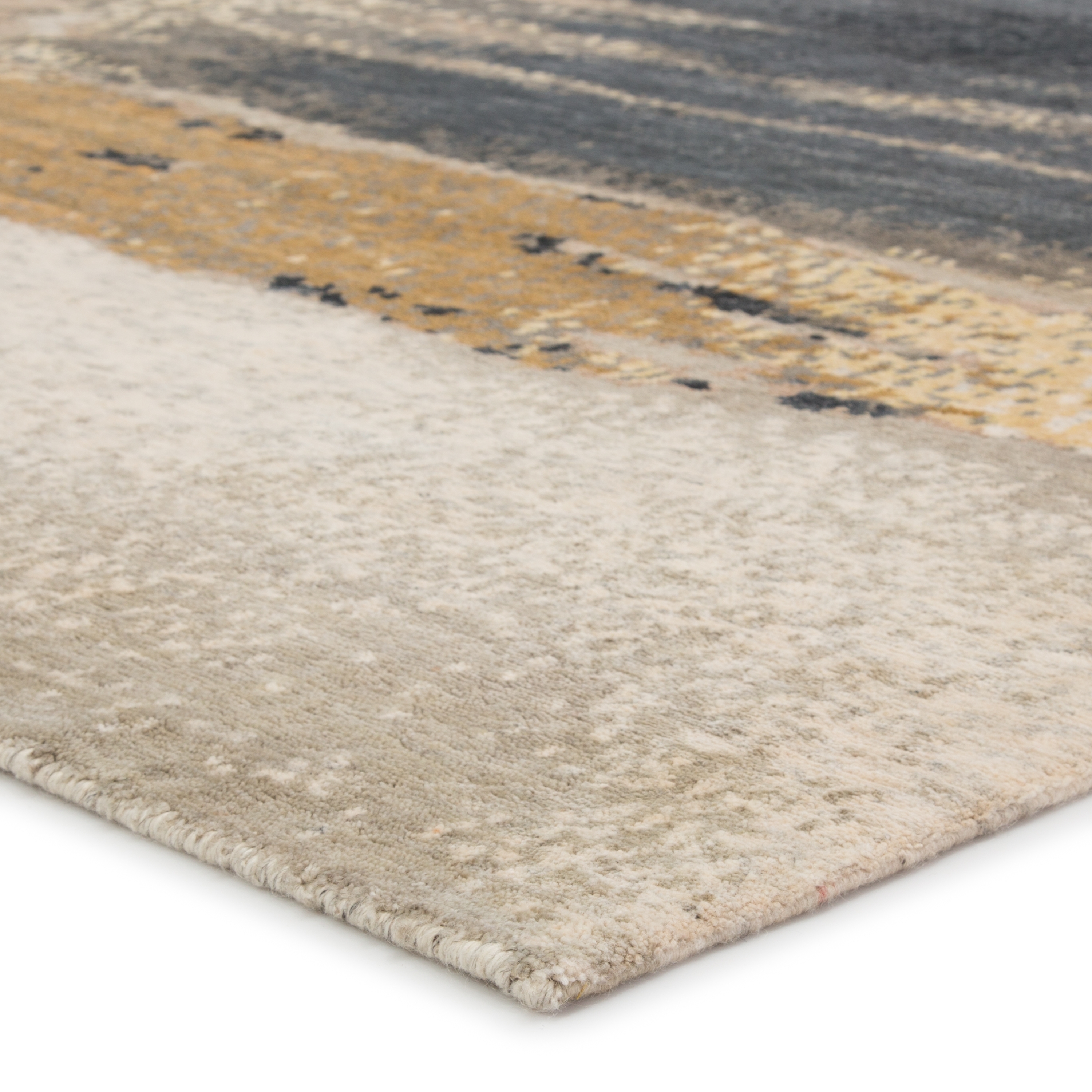 Zoe Bios Creative by Mignonne Hand-Knotted Abstract Gold/ Gray Area Rug (5'X8') - Image 1