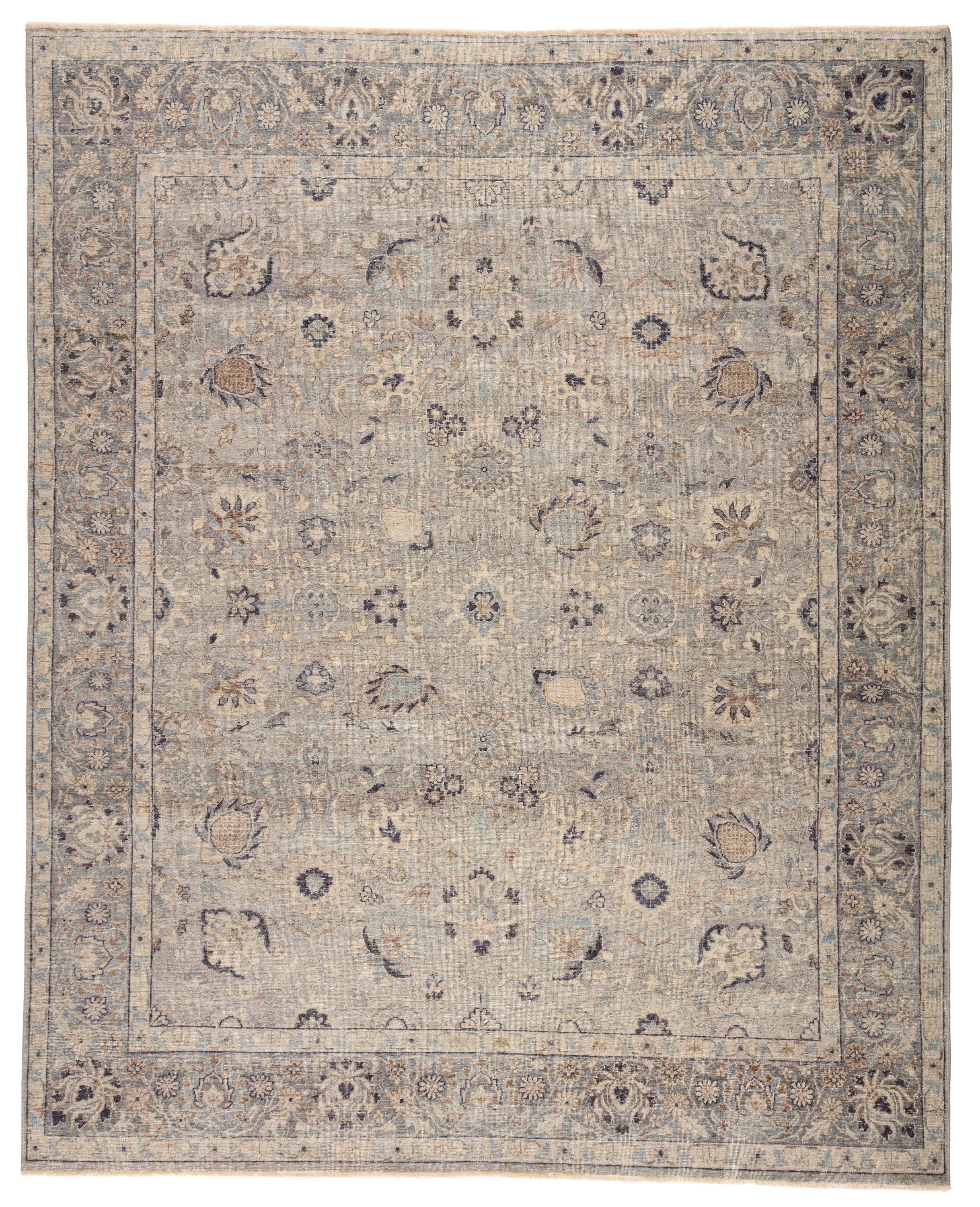 Sahlest TRZ03 Handknotted Oriental Gray and Beige Area Rug (6'x9') - Image 0