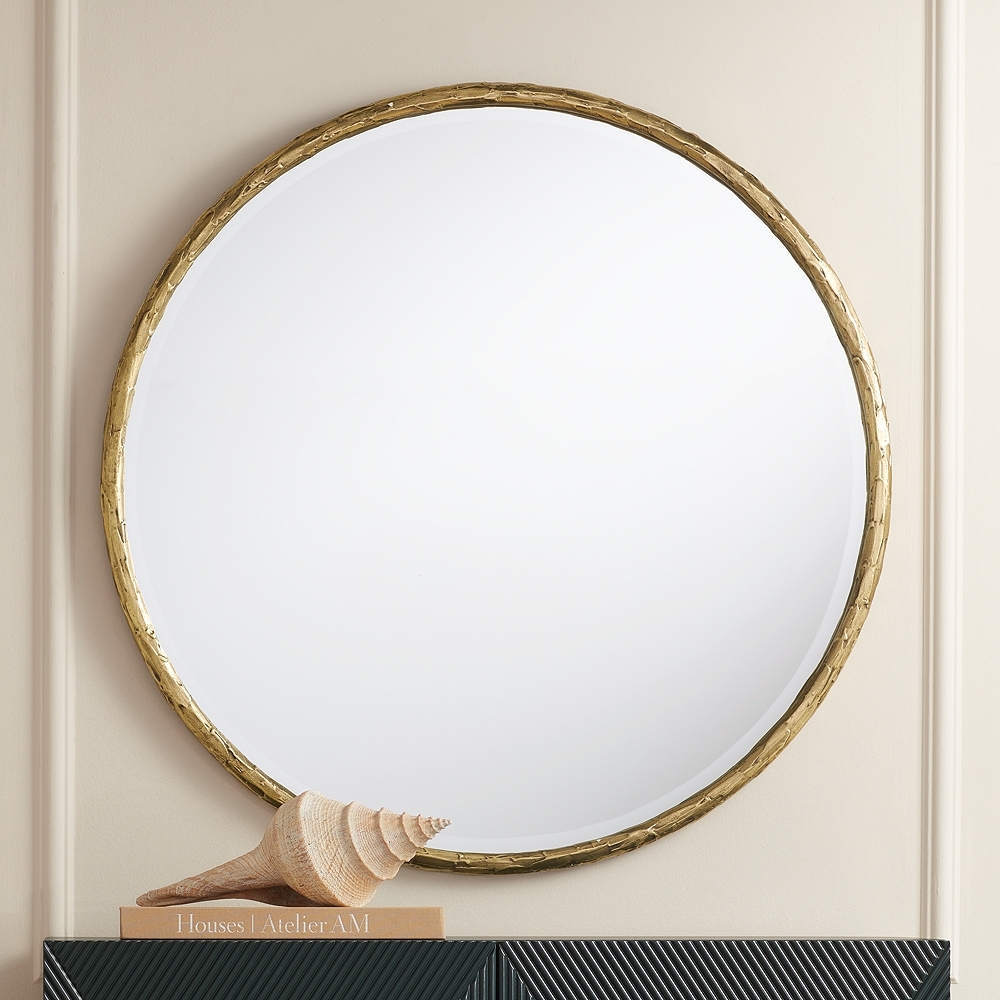 Uttermost Mulligan 34" Aged Gold Round Wall Mirror - Image 0