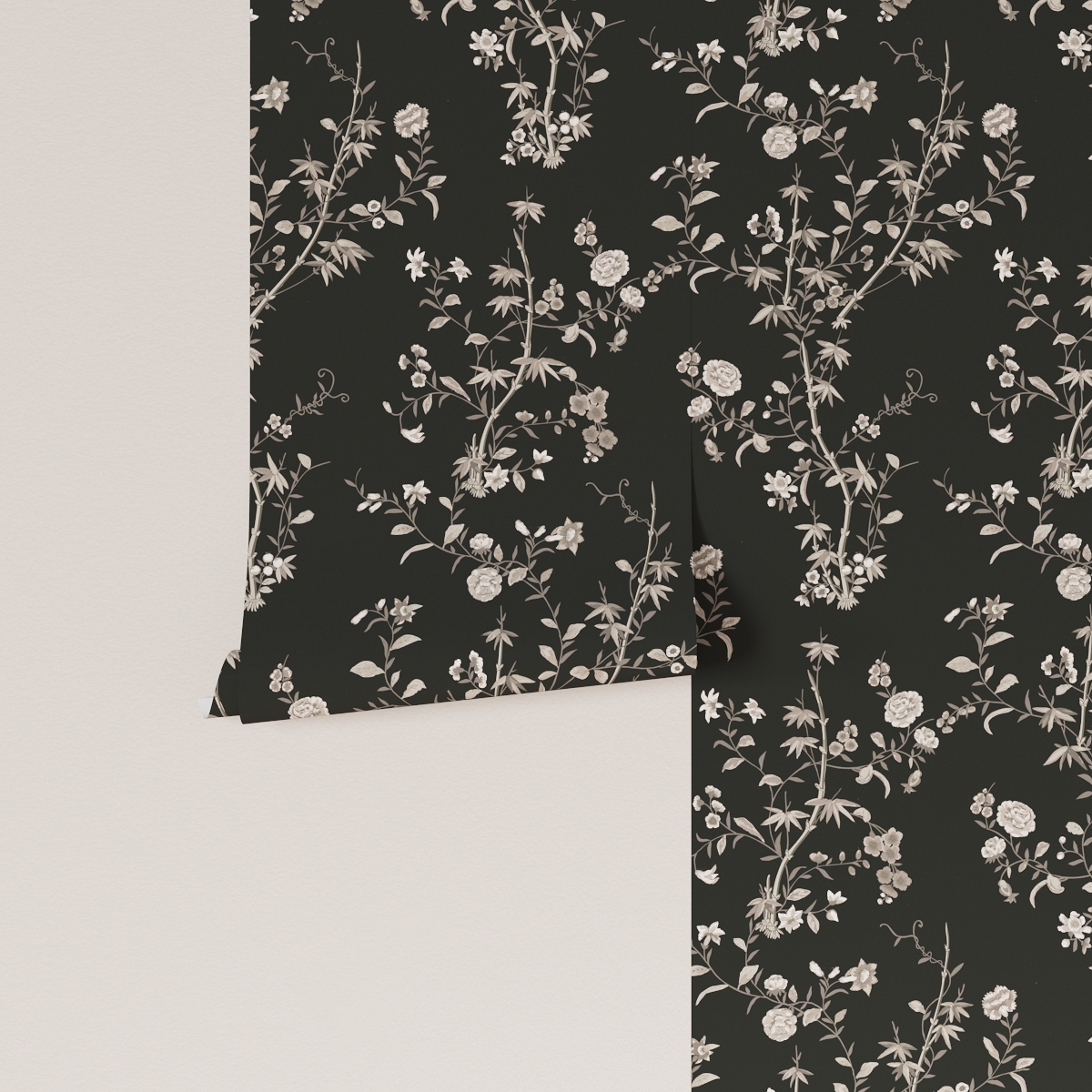 Traditional Wallpaper, Black Bamboo Garden - Image 1