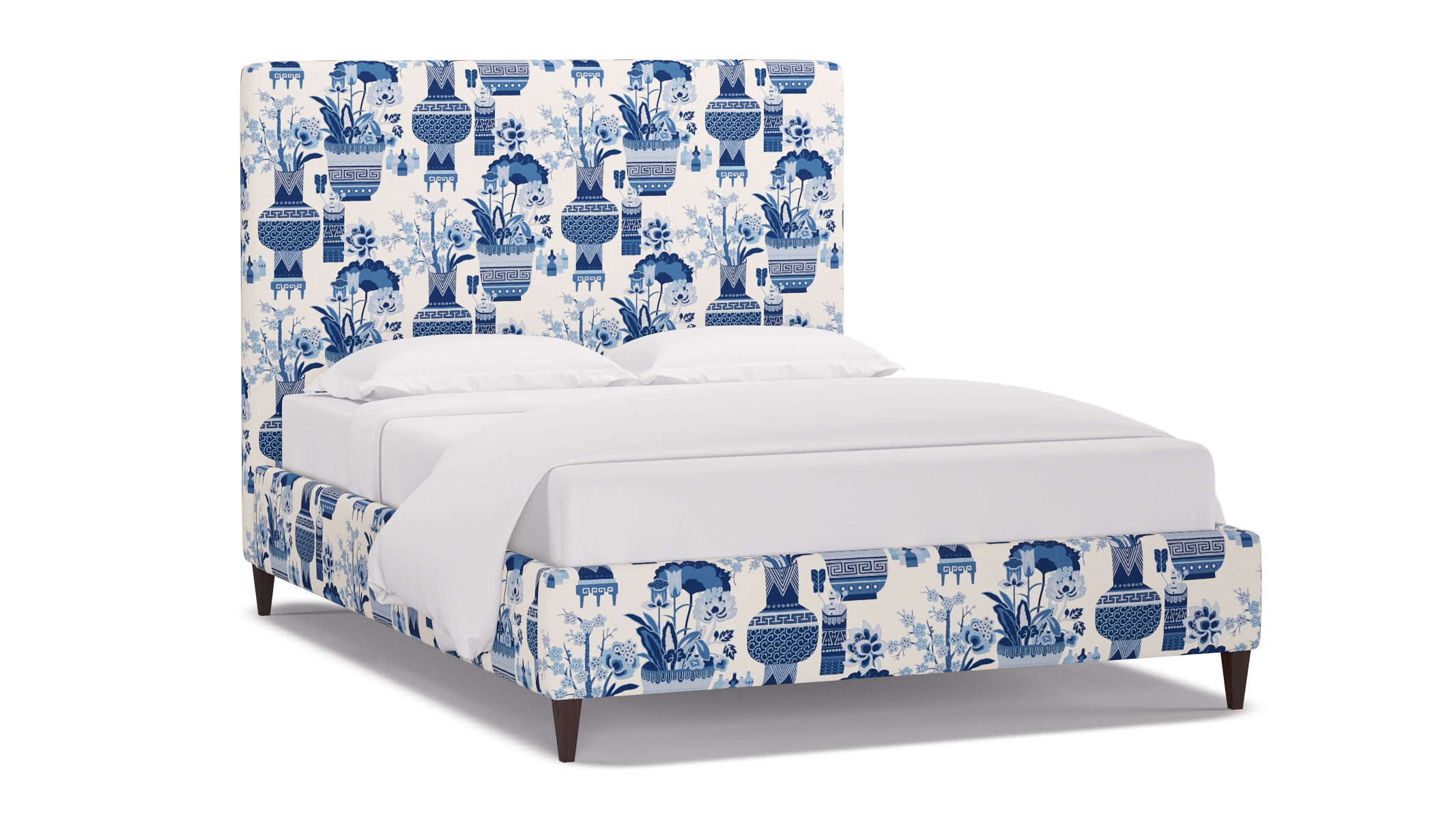 Classic Bed, Delft Kan-Shie, Espresso Square Tapered Leg, King - Image 1