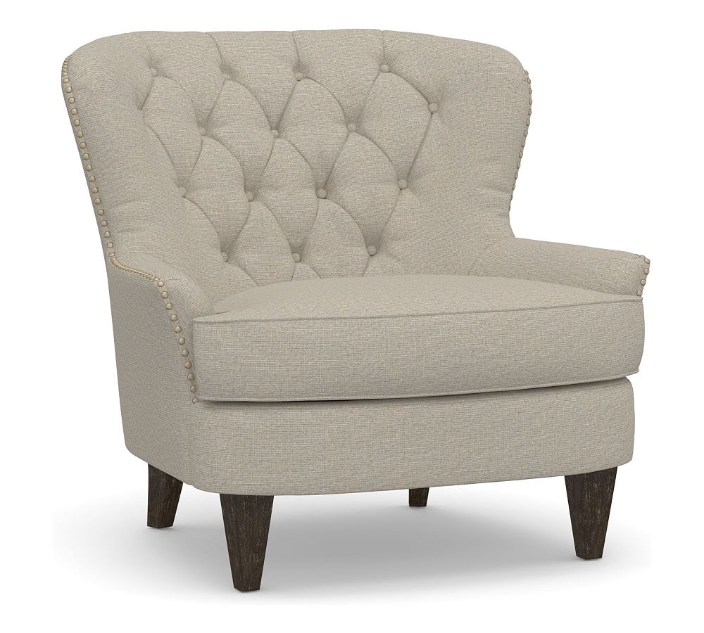 Cardiff Upholstered Armchair, Polyester Wrapped Cushions, Performance Boucle Fog - Image 0