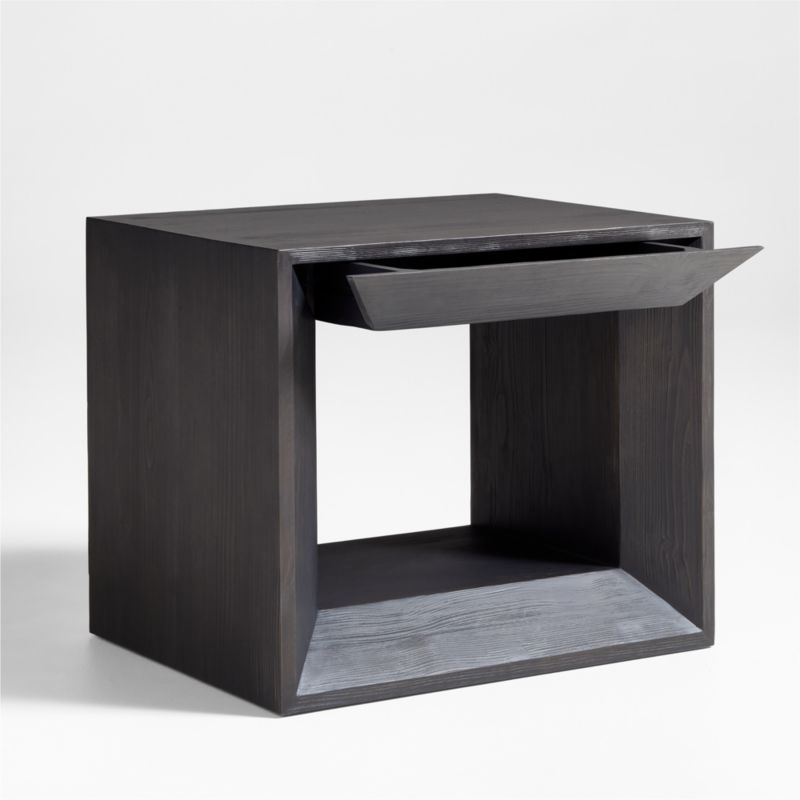 Vernon Ebonized Wood Side Table with Drawer - Image 2
