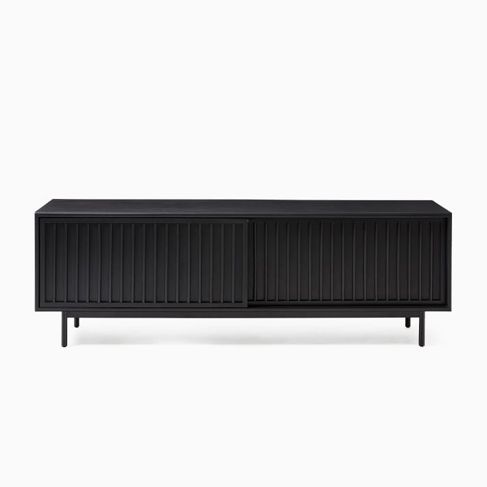 Slatted Collection 67" Media Console, Black - Image 1