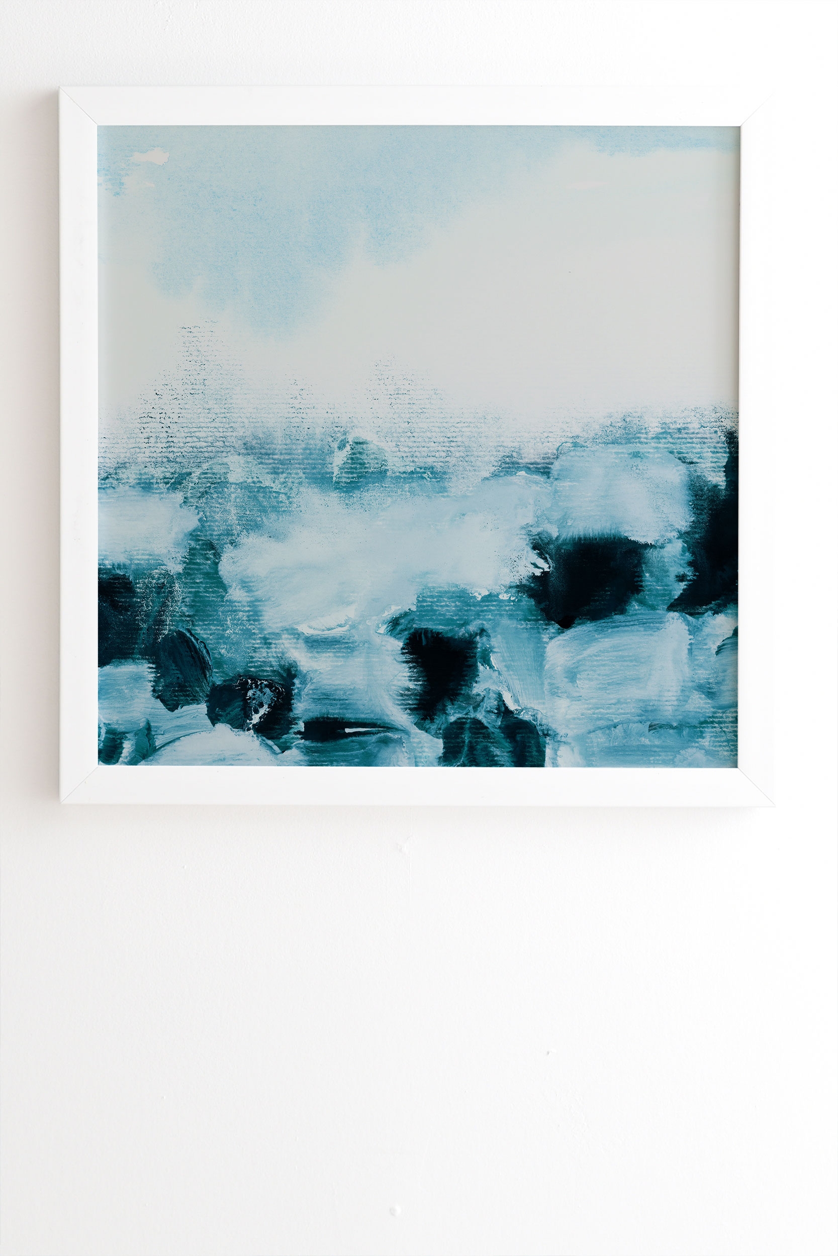 Blue Landscape by Iris Lehnhardt - Framed Wall Art Basic White 14" x 16.5" - Image 0