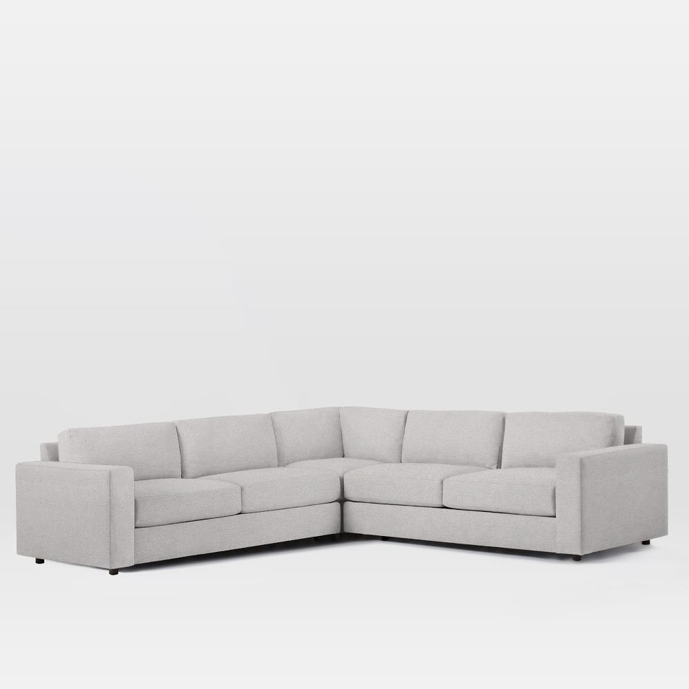 Urban 116" 3-Piece L-Shaped Sectional, Chenille Tweed, Frost Gray, Poly-Fill - Image 0