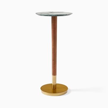 Mid-Century Drink Table, Warm Marble and Cerused White - Image 1