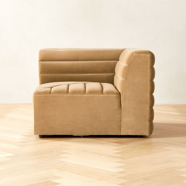 Strato Camel Velvet Corner Chair - Image 0