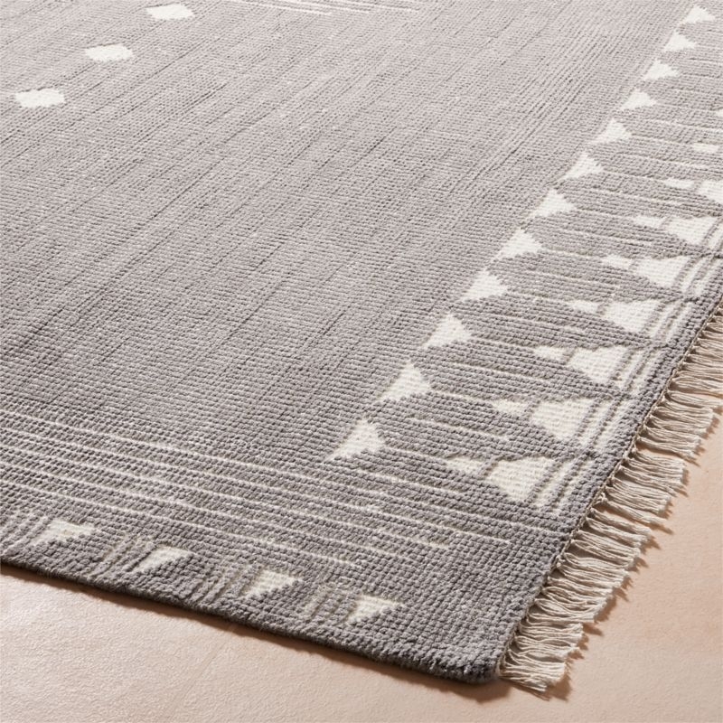 Saffioti Hand-Knotted Charcoal Grey New Zealand Wool Area Rug 6'x9' - Image 1