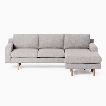 Eddy 90" Reversible Sectional, Yarn Dyed Linen Weave, Alabaster, Almond - Image 3