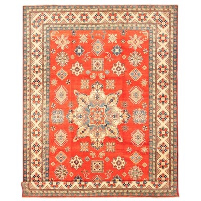 One-of-a-Kind Heli Hand-Knotted New Age 9'9" x 14'5" Wool Area Rug in Red - Image 0