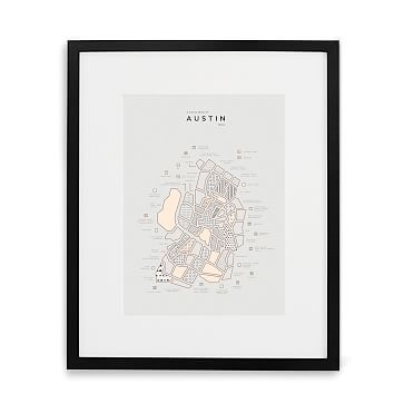 Austin Letterpressed Map Print, Natural Frame, 16"x20" - Image 1