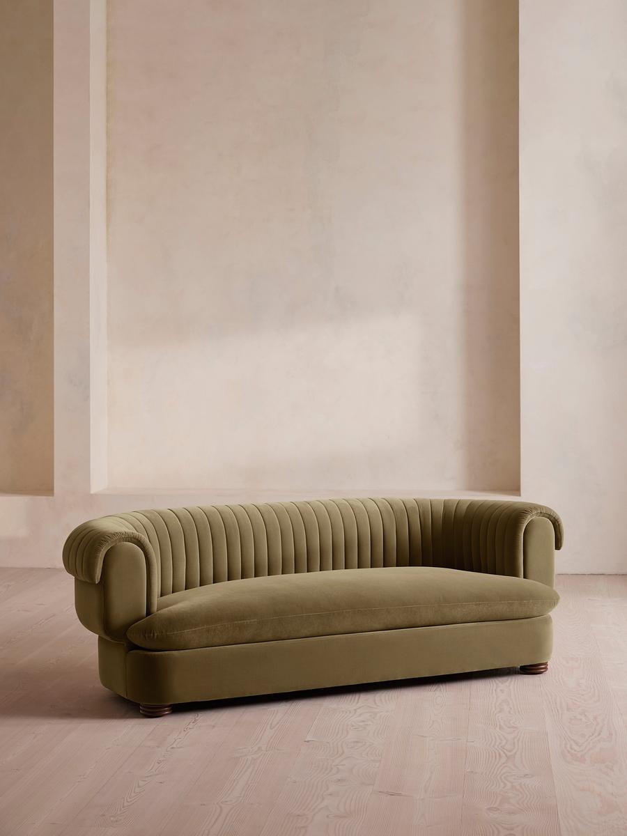 Rava Three Seater Sofa, Velvet, Lichen, US - Image 0