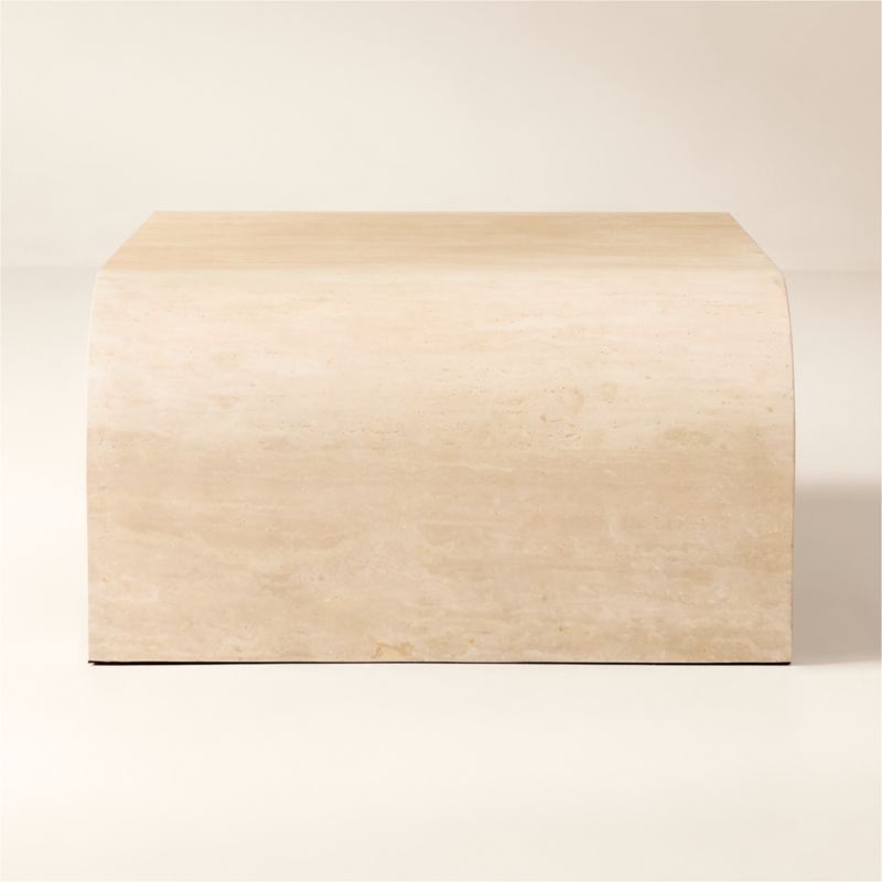 Crescent 46" Square Travertine Coffee Table - Image 6