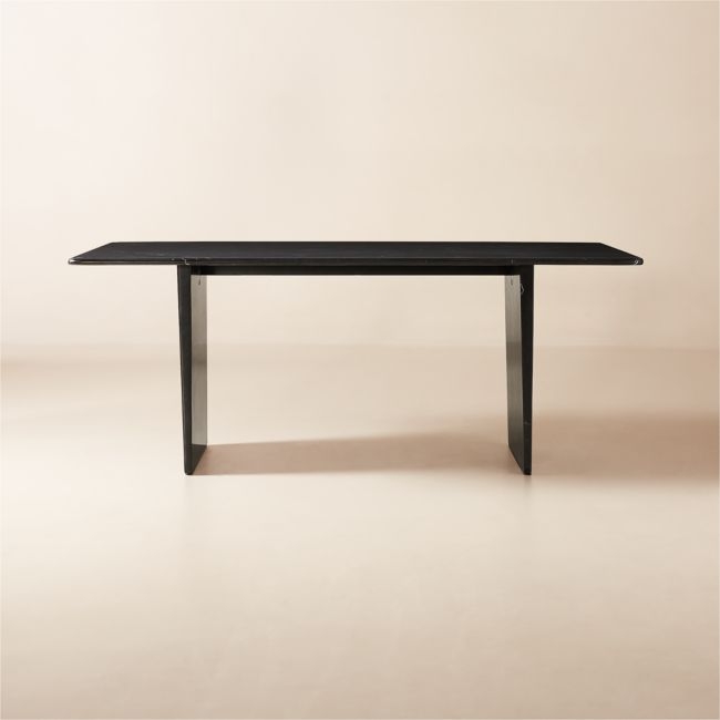 Kishi 75" Rectangular Black Marble Dining Table - Image 0