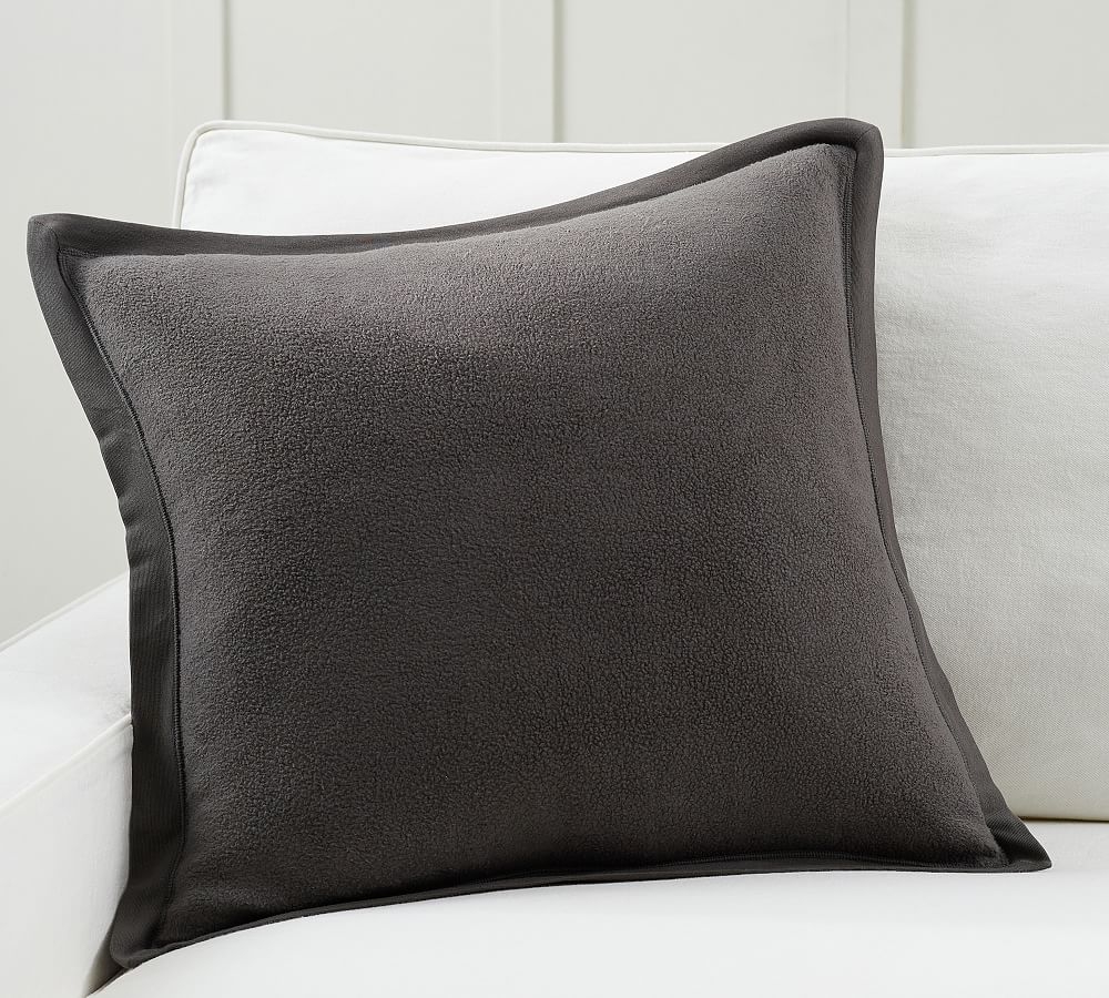 Cozy Fleece Pillow Cover, 22", Charcoal - Image 0