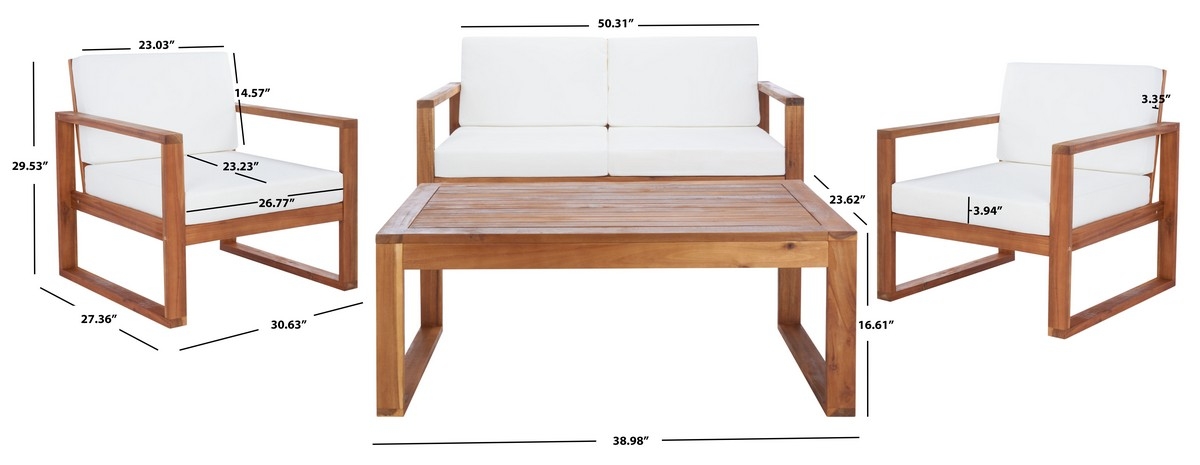 Emiko 4 Pc Outdoor Living Set - Natural/Beige - Safavieh - Image 9