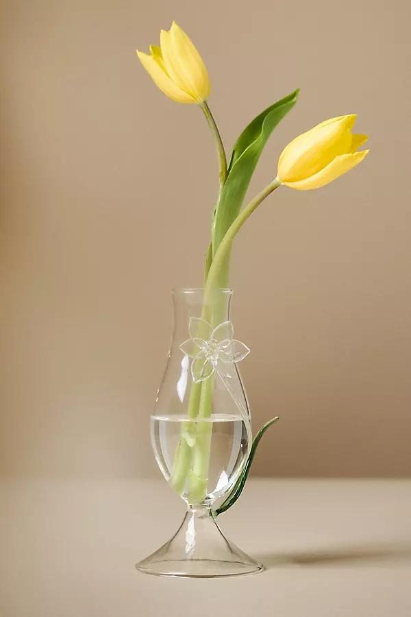 Ivie 3D Floral Clear Glass Bud Vase - Image 0