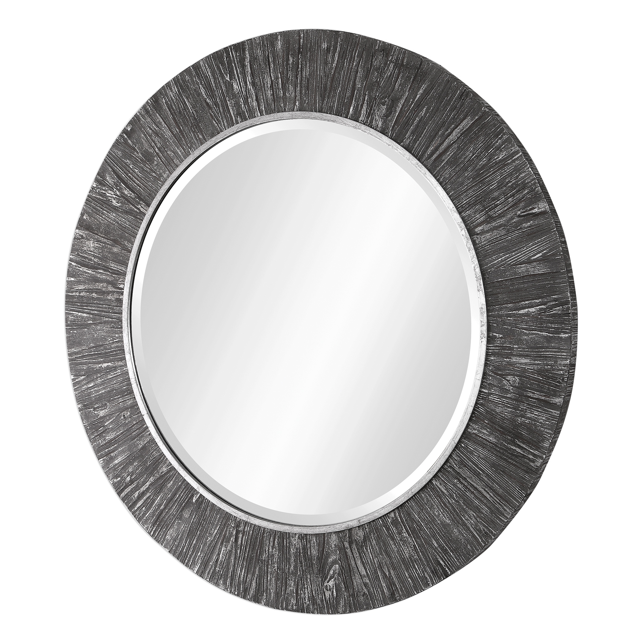 Wenton Round Aged Wood Mirror - Image 3