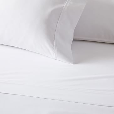 400TC Organic Sateen Wide Hem Sheet Set, Standard Pillowcase Set, White - Image 1