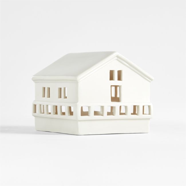 White Ceramic Holiday Alpine Ski Lodge - Image 0