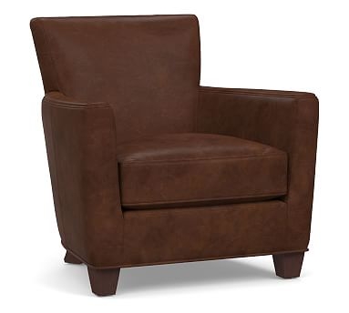 Irving Square Arm Leather Armchair, Polyester Wrapped Cushions, Vegan Java - Image 0