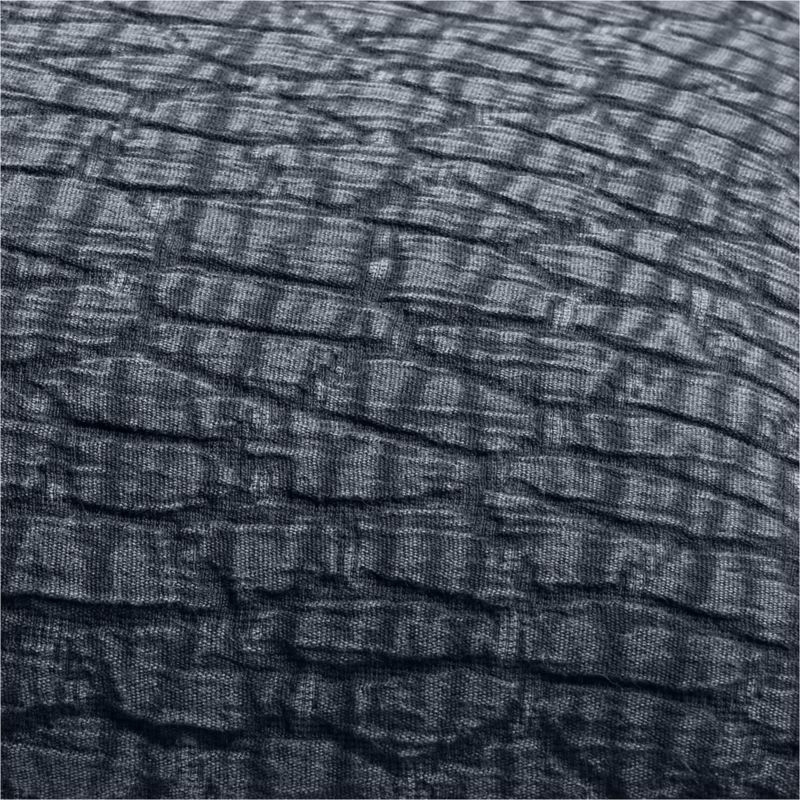 Ruched Jacquard Organic Cotton 22x15 Midnight Navy Throw Pillow with Feather Insert - Image 3