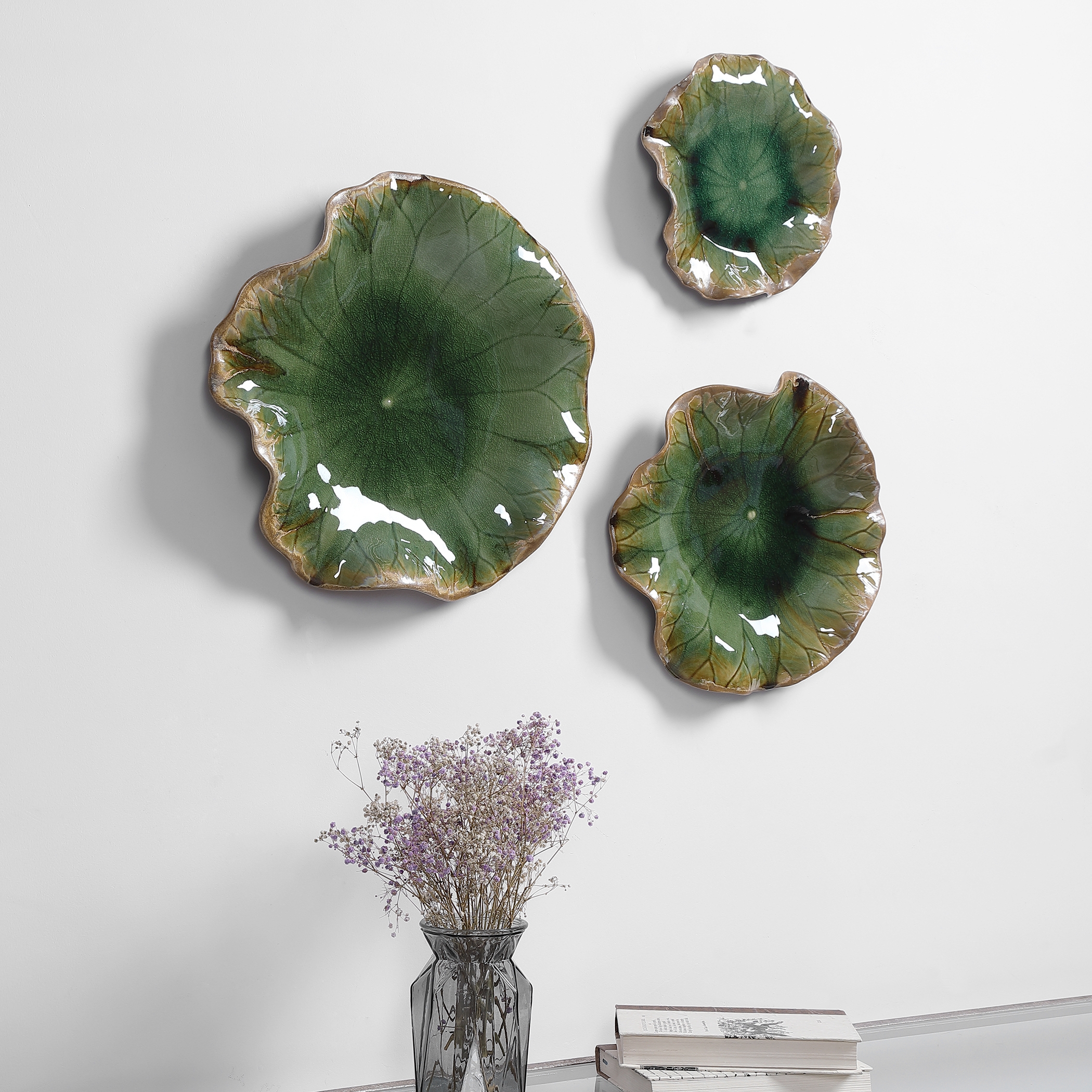 Abella Green Ceramic Wall Decor, S/3 - Image 4