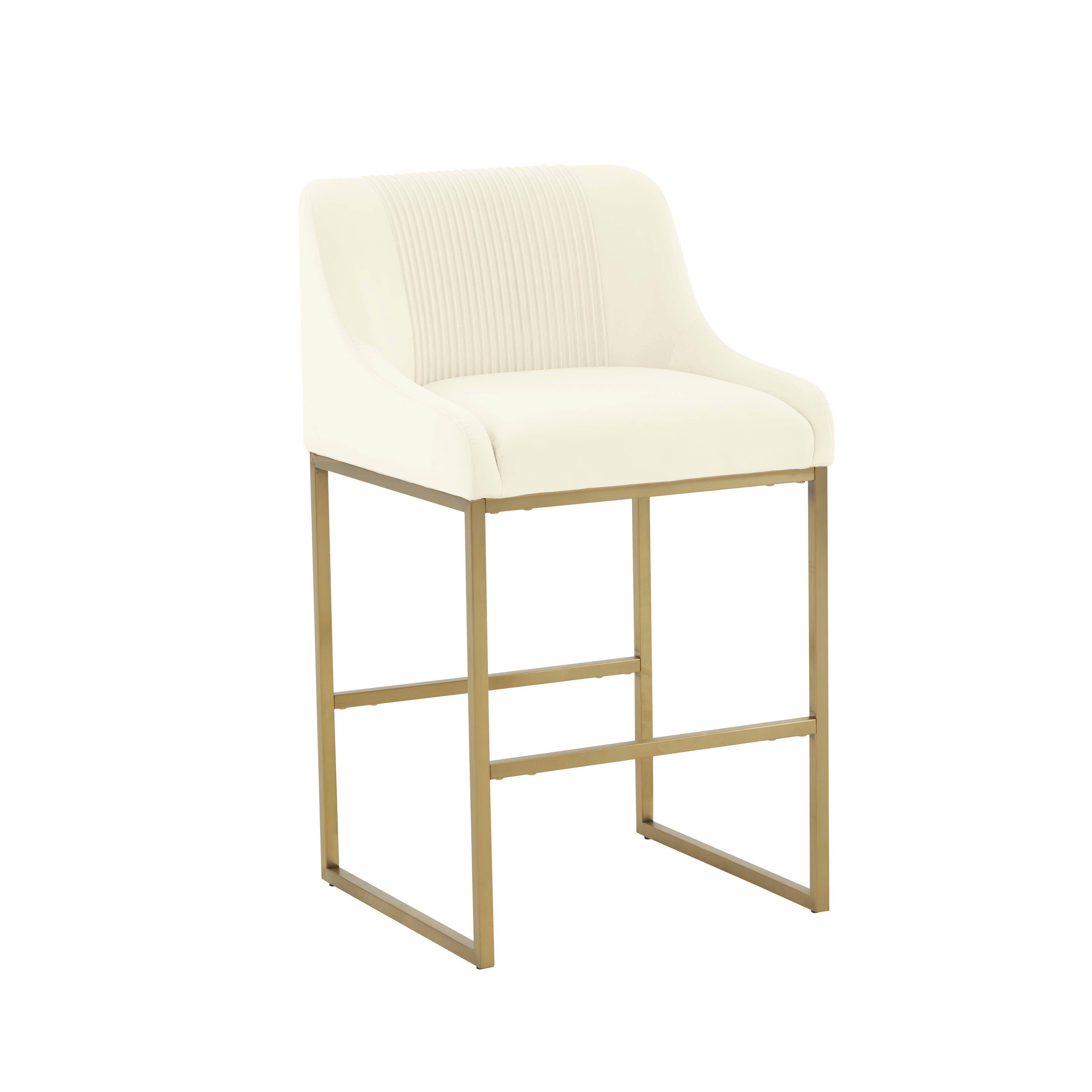 Lisa Cream Pleated Velvet Counter Stool - Image 0