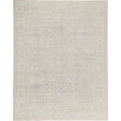 One-of-a-Kind Hand-Knotted Blue/Beige 7'11" x 9'10" Wool Area Rug - Image 0