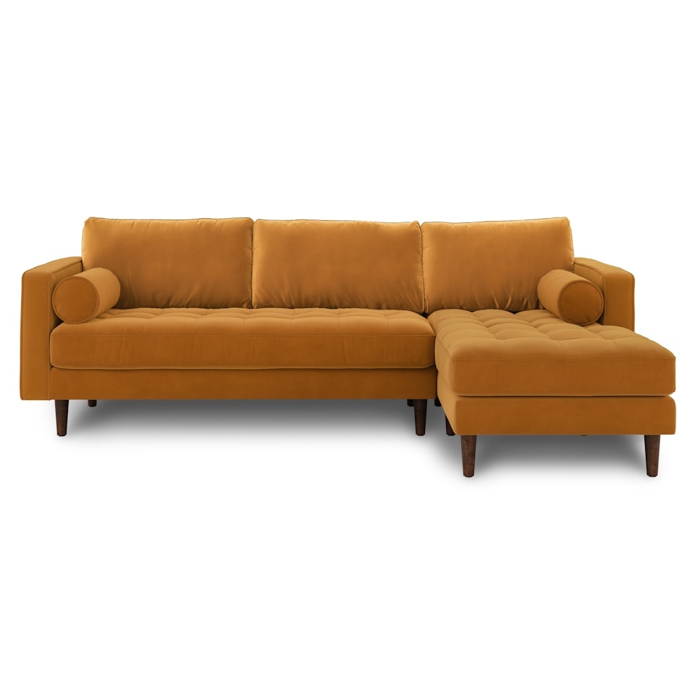 Sven 100" Tufted Velvet Right Sectional - Plush Pacific Ginger - Image 0