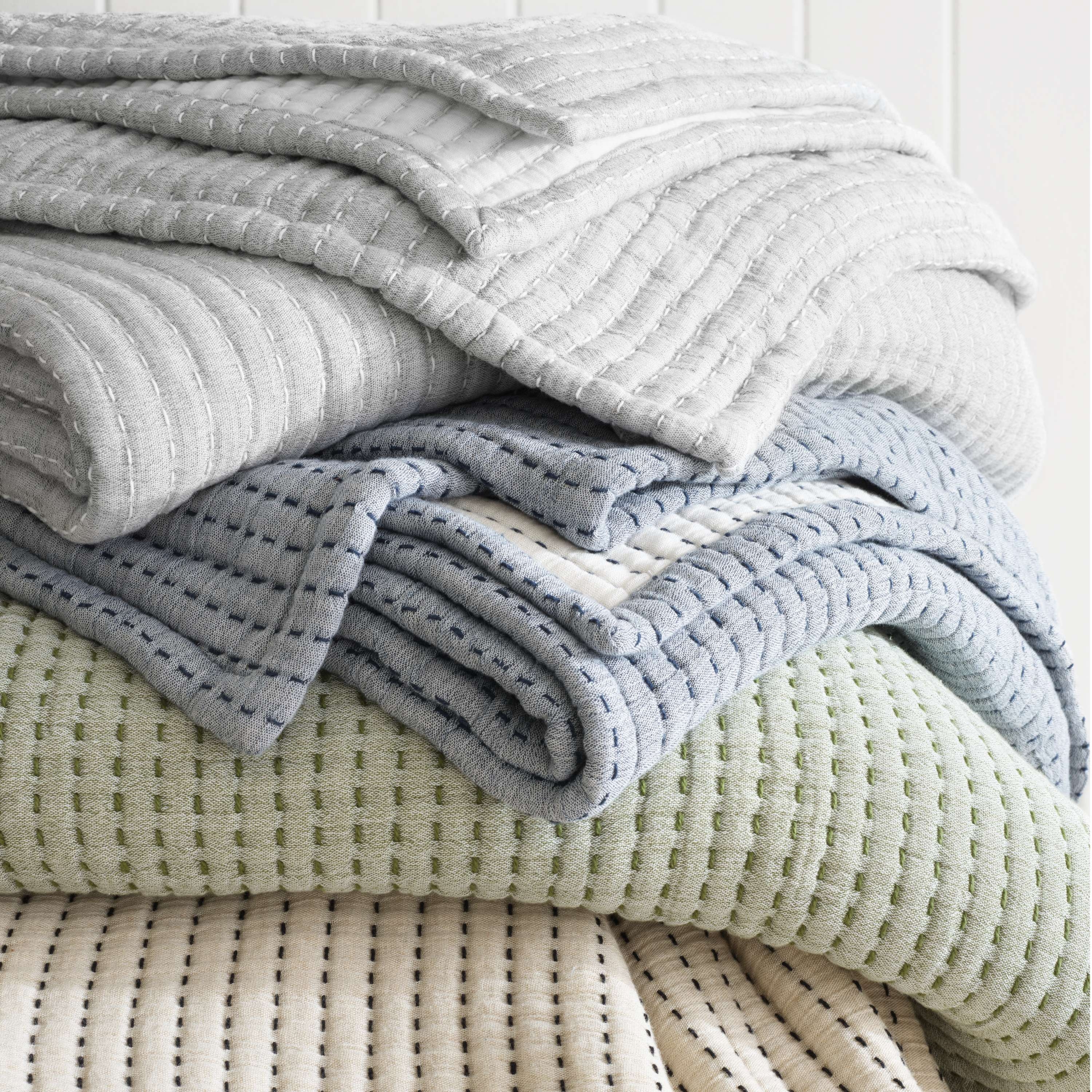 Pick Stitch Navy Matelasse Coverlet - Image 1