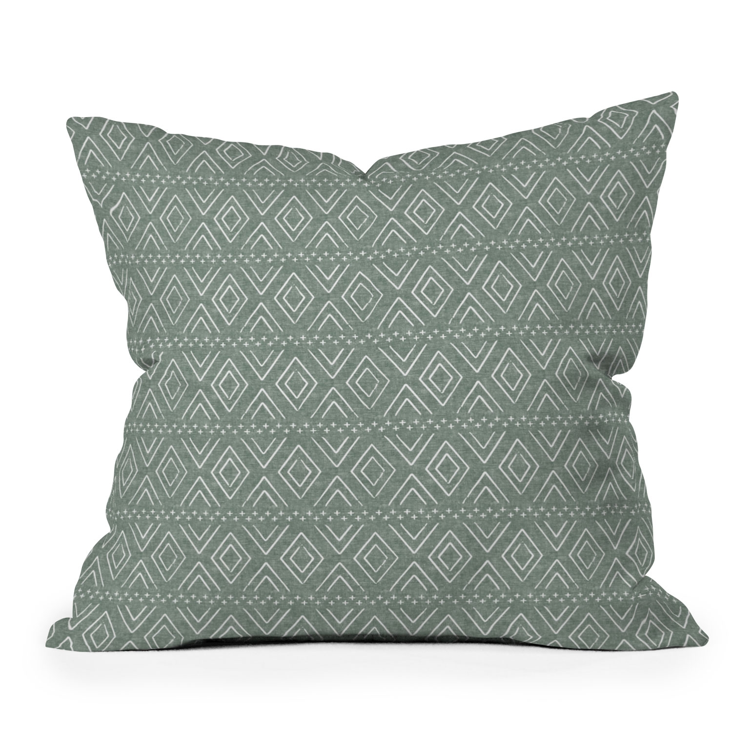 Farmhouse Diamonds Sage by Little Arrow Design Co - Outdoor Throw Pillow 16" x 16" - Image 0