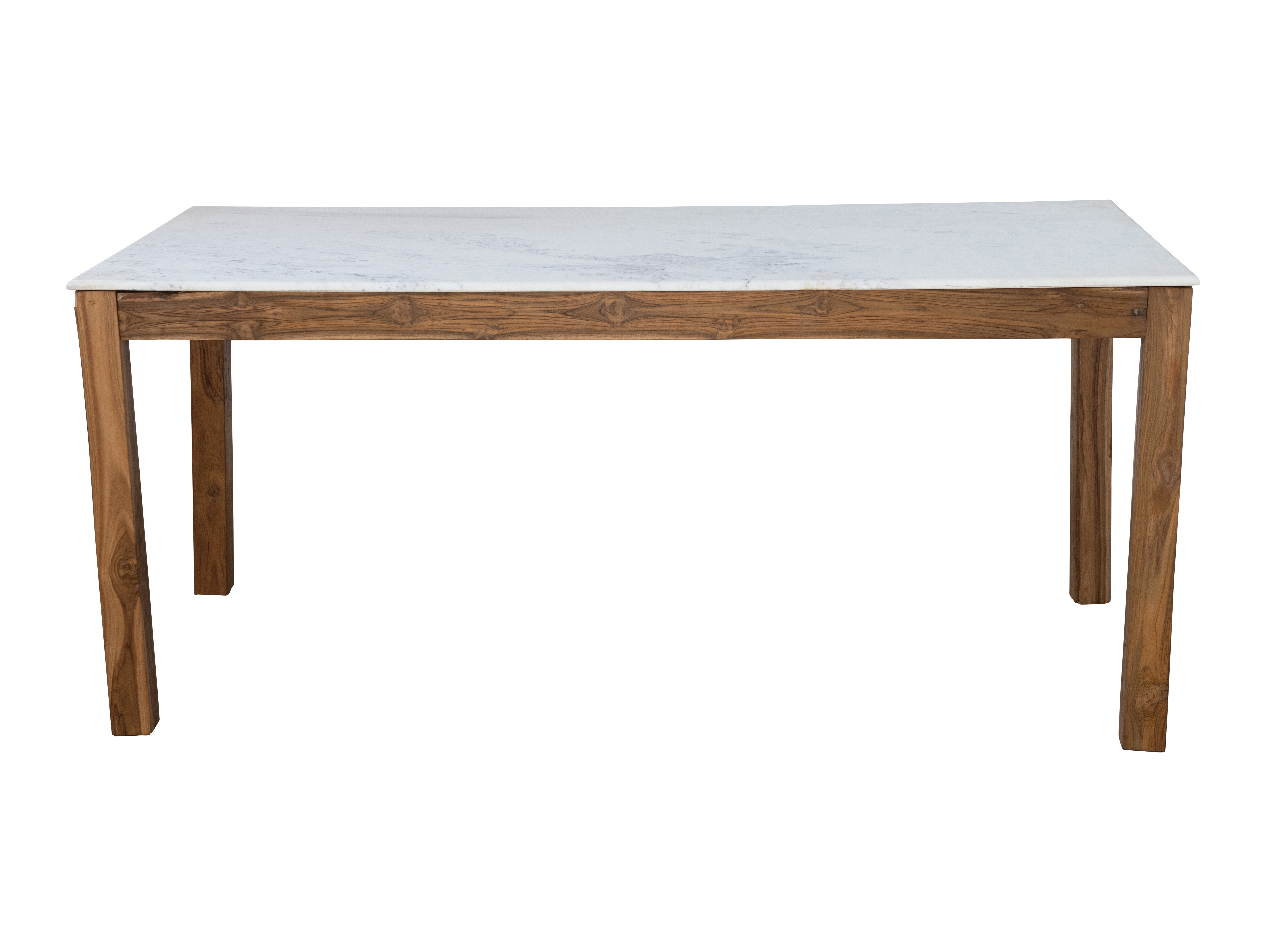 Wood Farm Table with Marble Top, Natural and White - Image 0
