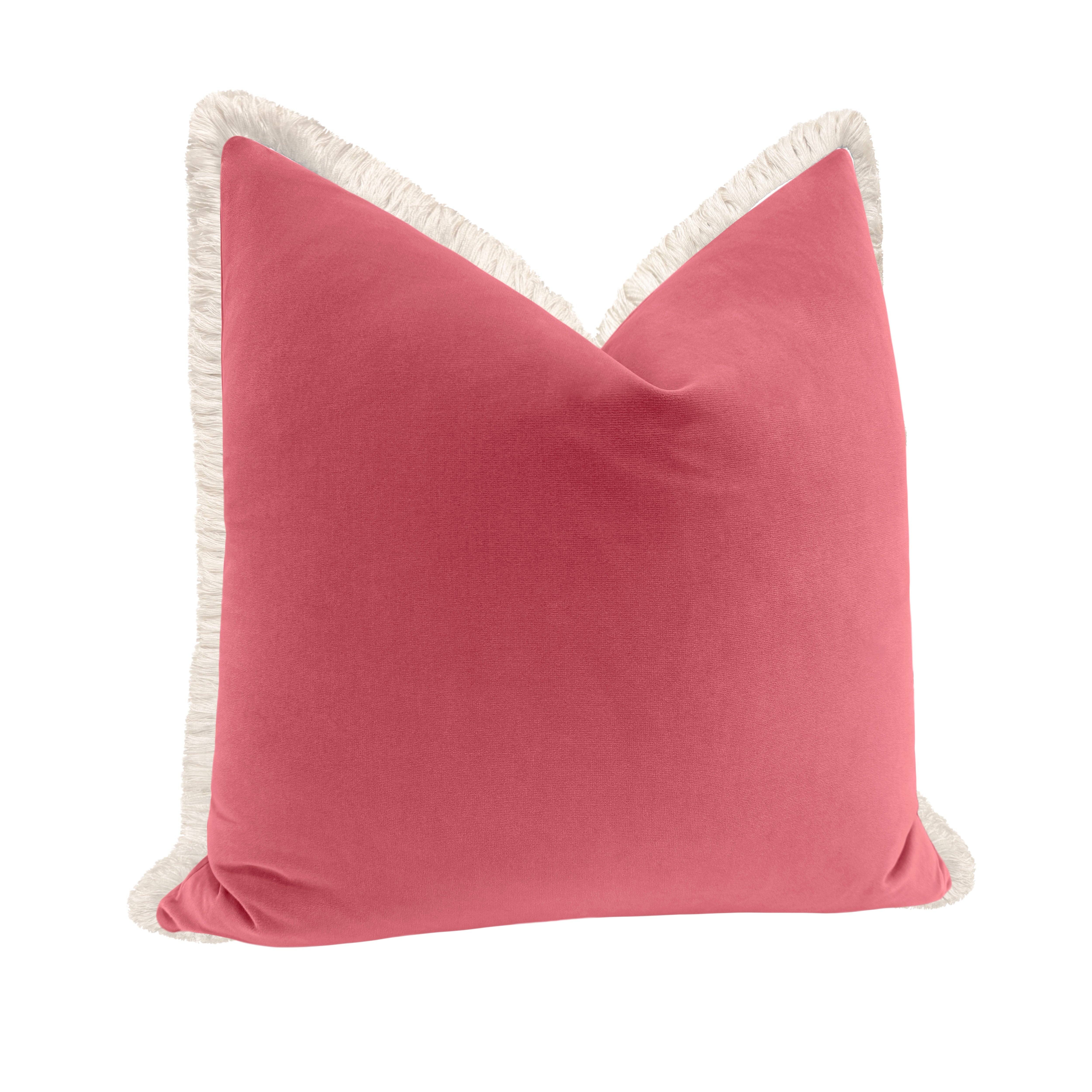 SIGNATURE VELVET // ROSÉ PINK + FRINGE - 15" X 22" / Bone Fringe - Image 6