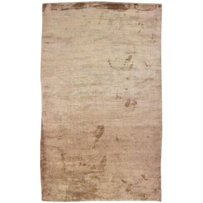 One-of-a-Kind Hand-Knotted 4' x 8' Viscose Area Rug in Brown - Image 0
