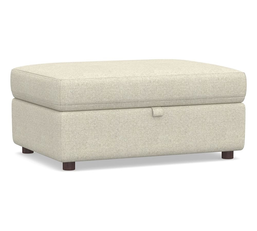 Ultra Lounge Upholstered Storage Ottoman, Polyester Wrapped Cushions, Performance Heathered Basketweave Alabaster White - Image 0