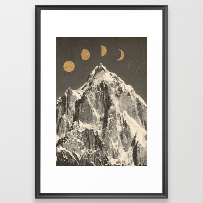 Moon Phases Framed Art Print by Florent Bodart / Speakerine - Scoop Black - Large 24" x 36"-26x38 - Image 0