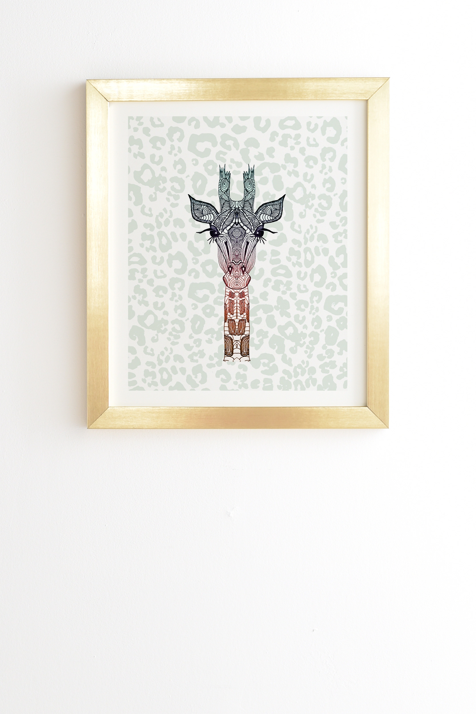 Giraffe Meets Leopard by Monika Strigel - Framed Wall Art Basic Gold 20" x 20" - Image 0