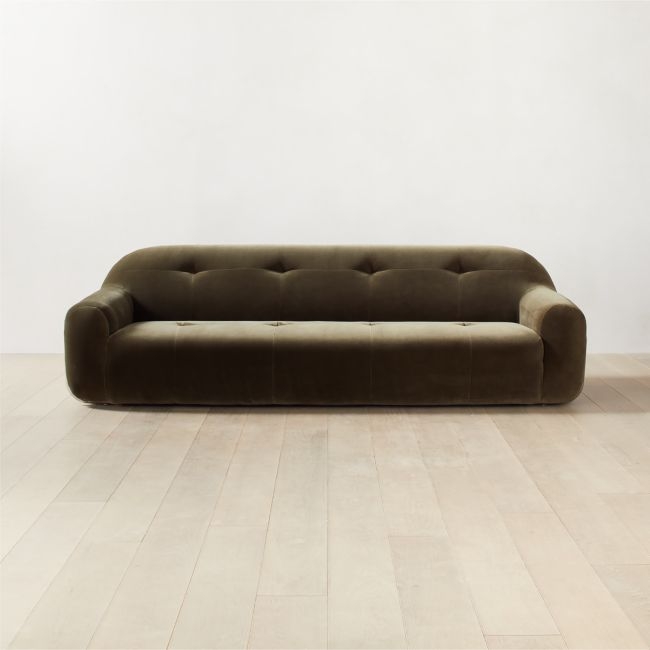 Brace Green Velvet Tufted Sofa - Image 0