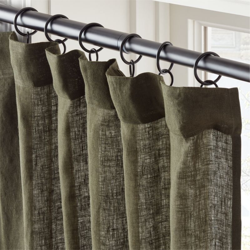 EUROPEAN FLAX™-Certified Linen Forest Green Window Curtain Panel 48''x96" - Image 1